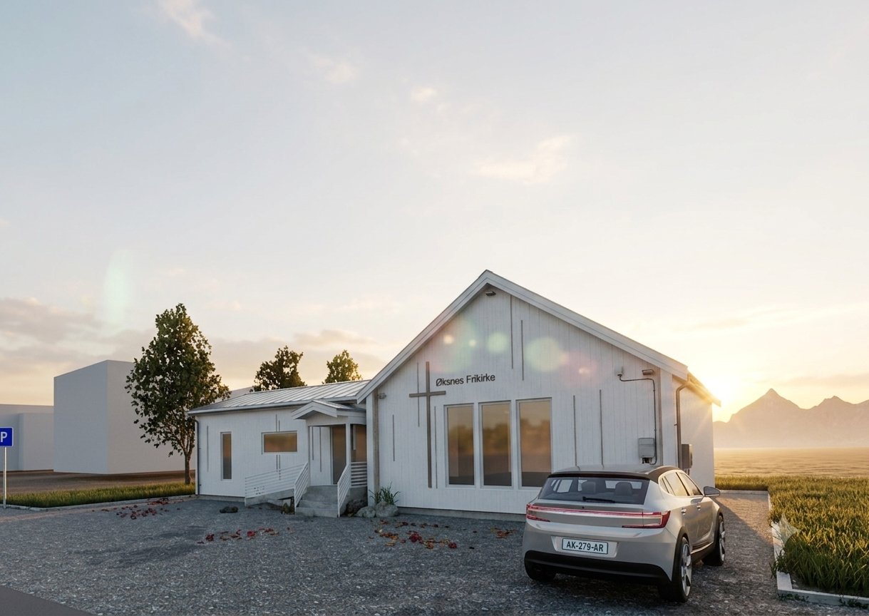 Øksnes Frikirke — fasaderender